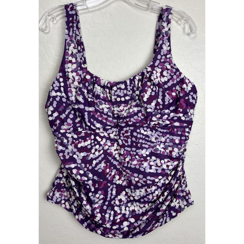 Lands' End Purple & White Patterned One-Piece Swimsuit